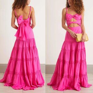 Alexis Azalea Maxi Dress Magenta Pink Twist‎ Cutout Tiered Gown M